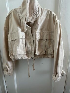 BDG Neutral Beige Cropped Utility Jacket